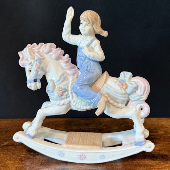 1991 MEICO PAUL SEBASTIAN Girl Riding Rocking Horse Figurine - Picture 1 of 14